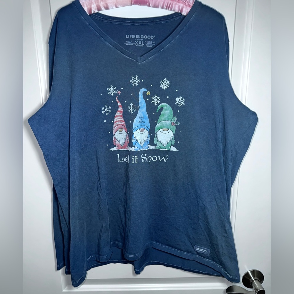 Life Is Good Christmas Gnome Let It Snow Crusher Long Sleeve
